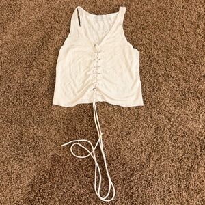 Indah Cream Lace-Up Tank Top